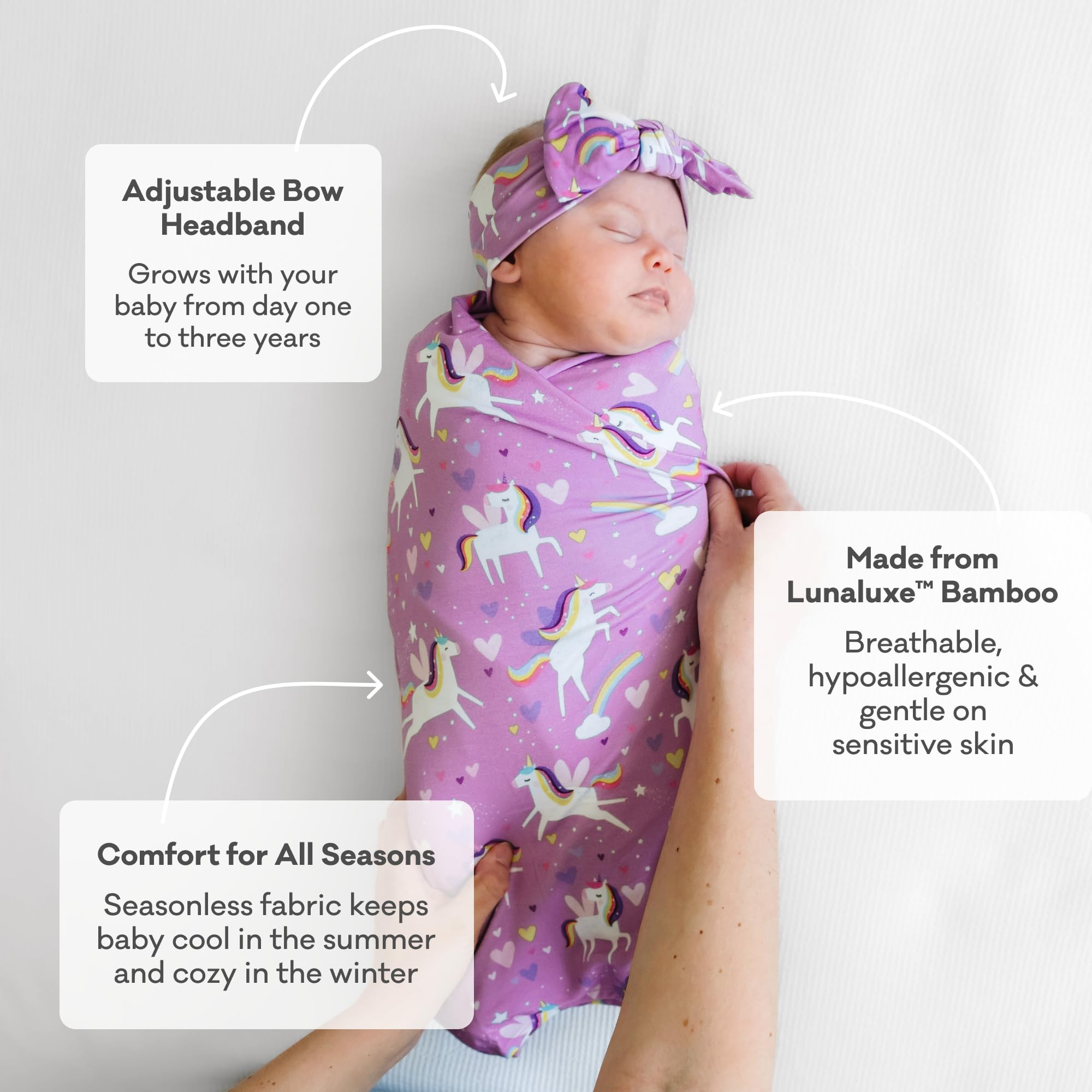 Amazon.com: Little Sleepies Swaddle & Headband Bow Set, Viscose  display picture 1