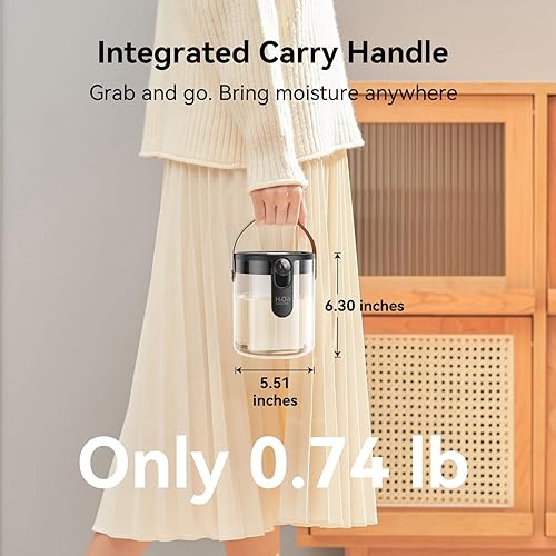 Miniatura 2 de Humidificadores inteligentes para dormitorio, humidificador recargable de llenado superior con luz nocturna, humidificador de niebla fría de 1.4 L