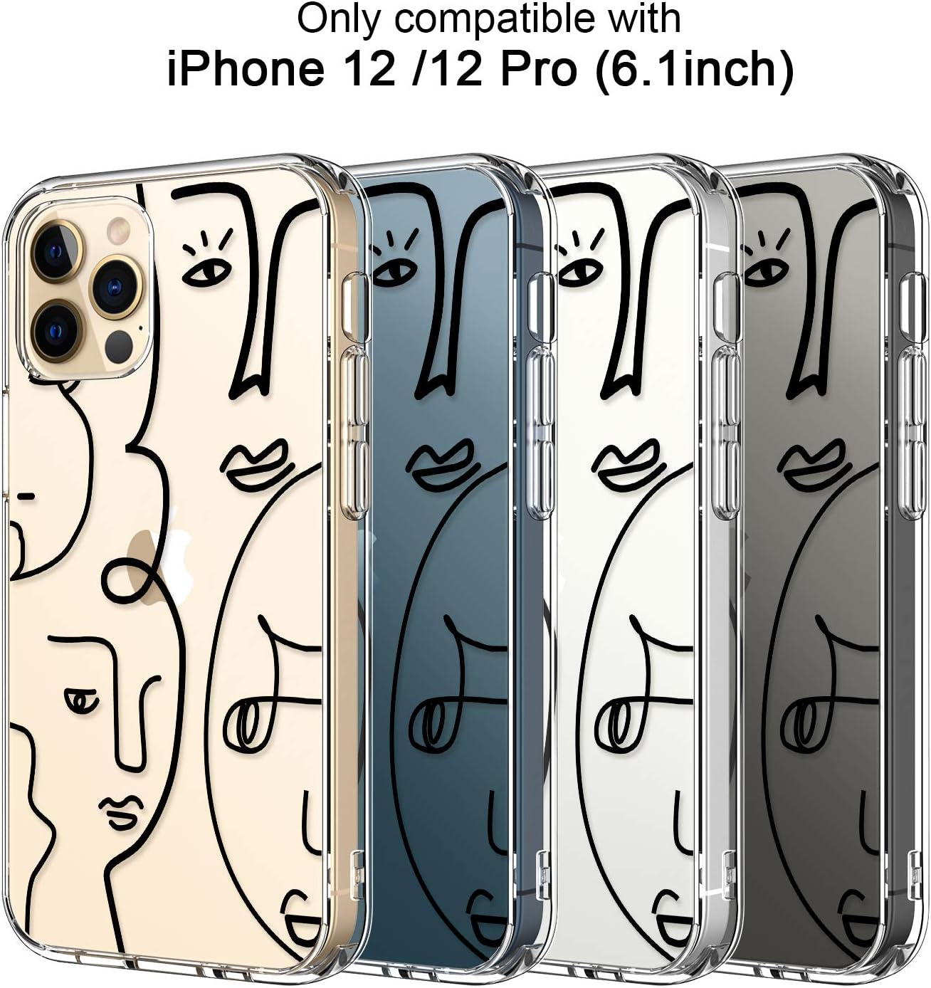 ICEDIO iPhone 12 Case with Screen Protector,iPhone 12 Pro Case,Clear with Cute Women's Photo Patterns for Girls Women,Shockproof Slim Fit TPU Cover Protective Phone Case for iPhone 12/12 Pro 6.1"