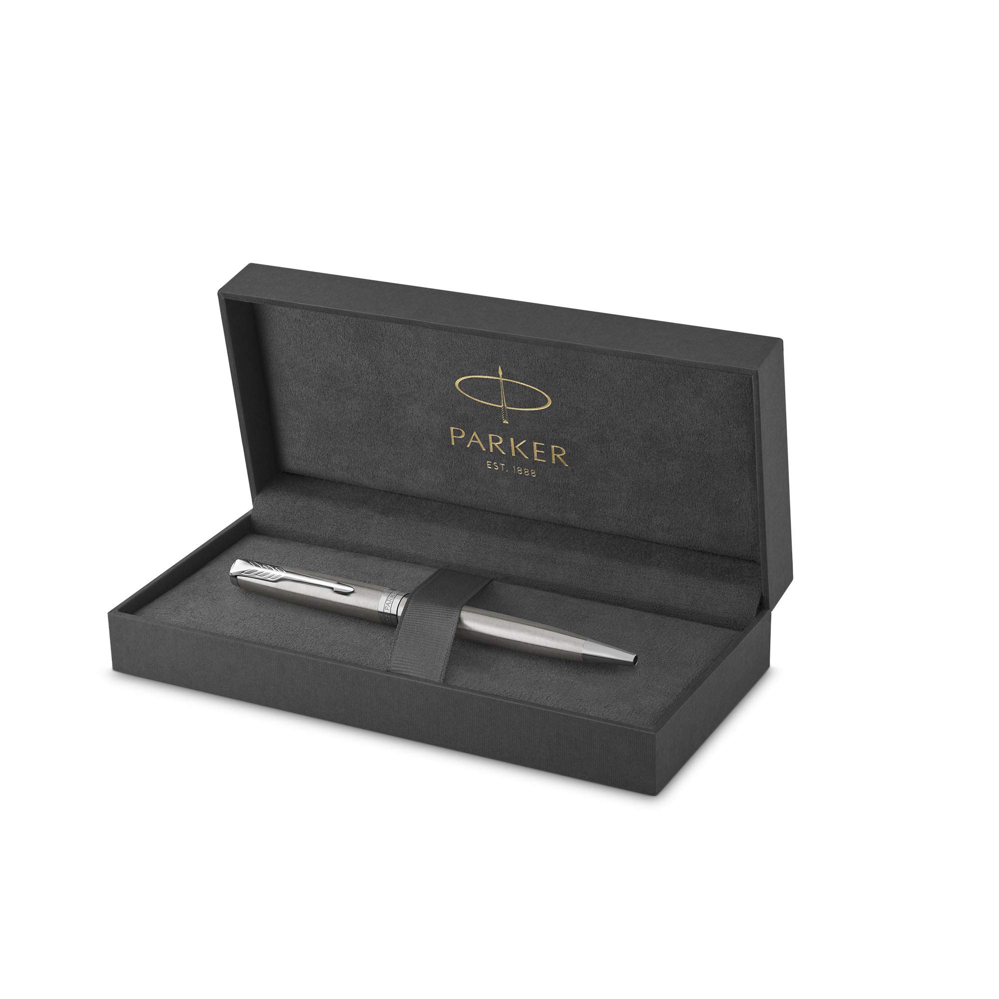 PARKER Sonnet Penna A Sfera, Acciaio Inossidabile Con Finiture In Palladio, Pennino Medio, Confezione Regalo & Quinkflow Ricarica Per Penna A Sfera, Punta Media, Nero