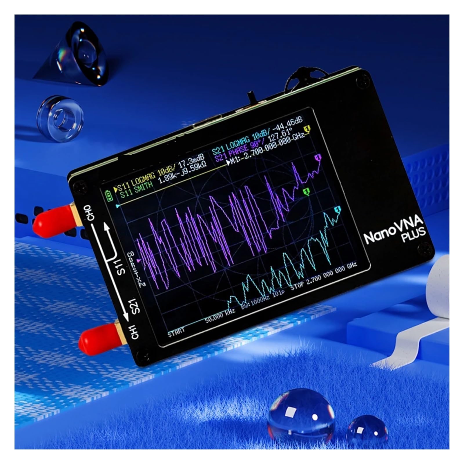 Analizador de red vectorial de 50 kHz a 2,7 GHz, 1000 mAh, Nanovna Plus, herramienta de prueba de antena, herramienta de medición de reflexión(Analyzer 32G SD Card)