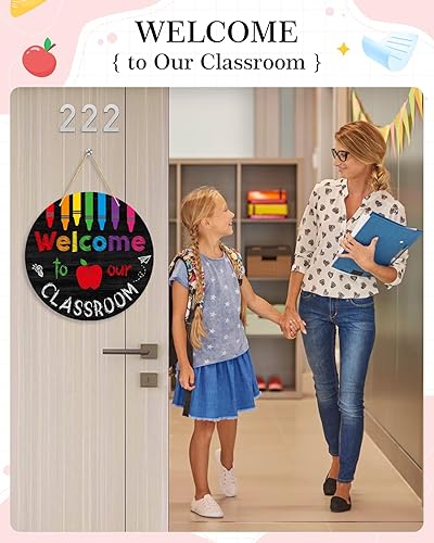 Miniatura 9 de FLYAB Letrero de bienvenida para decoración de aula de 11.5 pulgadas, letrero personalizado para decoración de profesor para aula, letrero de