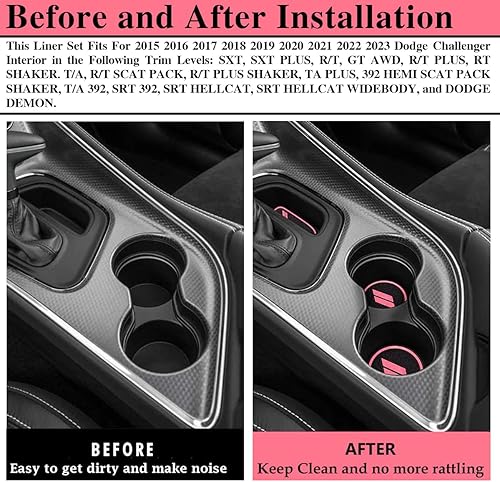 Miniatura 4 de Auprite Alfombrillas antipolvo para Dodge Challenger accesorios 2015 2016 2017 2018 2019 2020 2021 2022 2023, se adapta a la medida forros de