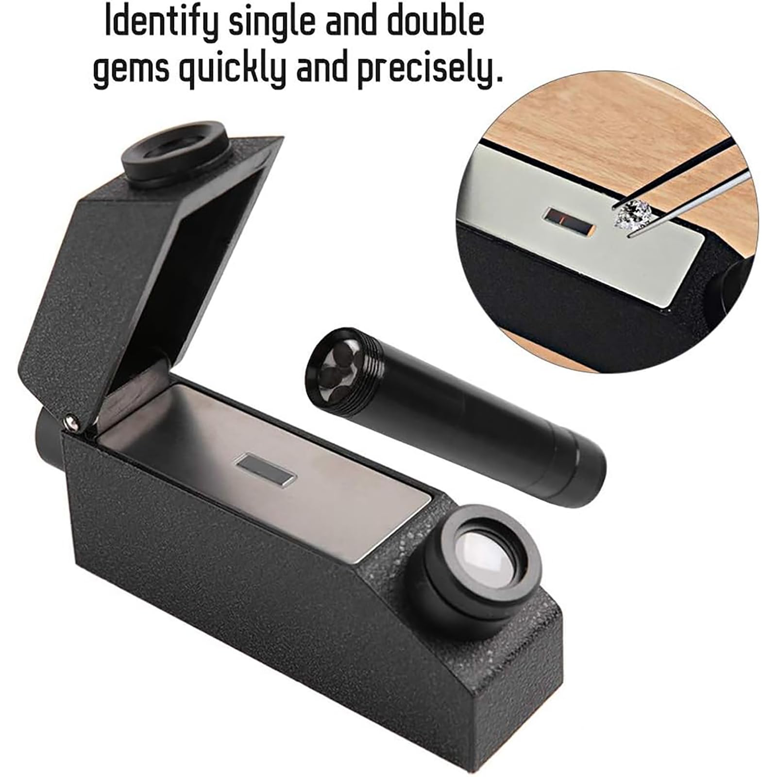 Refractómetro de piedras preciosas, detector de joyas de alta precisión con luz LED, índice de refracción de 1.30-1.80, error ± 0.003 para identificación y verificación de piedras preciosas