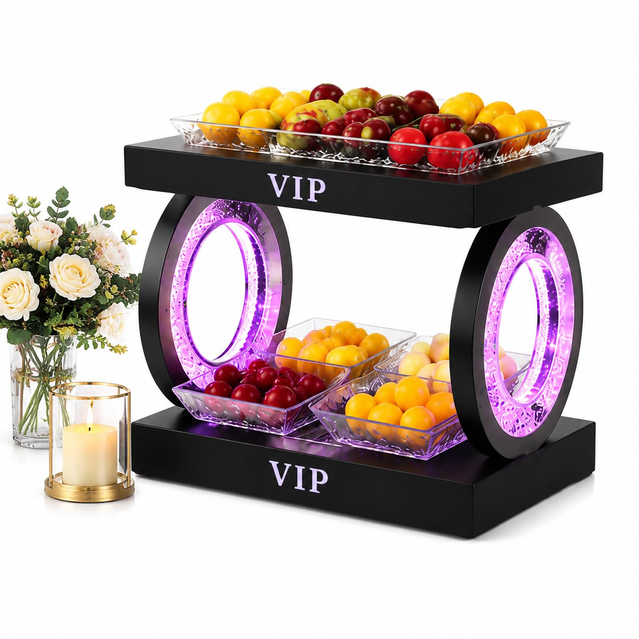 Espositore Luminoso RGB LED per Frutta, Vassoi e Accessori Bar Black