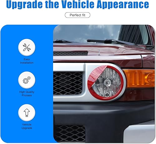 Miniatura 10 de Recortes para faros delanteros para Toyota FJ Cruiser 2007-2021, 1 par de ABS para faros delanteros de coche, cubierta de párpados para cejas,