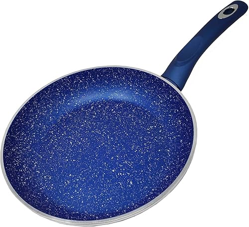 LavoHome Sartén de aluminio forjado de piedra de mármol azul antiadherente de 10 "0.177 in de espesor 6 capas antiadherente con fondo de inducción y