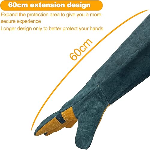 Miniatura 4 de Guantes de manejo de animales a prueba de mordeduras de cuero reforzado de Kevlar, guantes de protección, guantes antimordeduras para entrenamiento