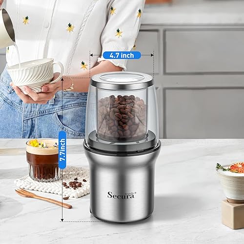 Miniatura 8 de Molinillo eléctrico de semillas de hierbas con dos cuencos de vidrio, molinillo seco y húmedo