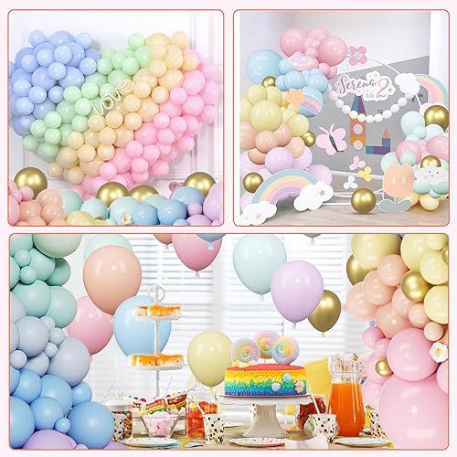 Miniatura 5 de Kit de guirnalda de globos pastel de arco iris pastel de 181 piezas para cumpleaños, boda, fiesta de cumpleaños, macarrón, dona de Pascua y globos