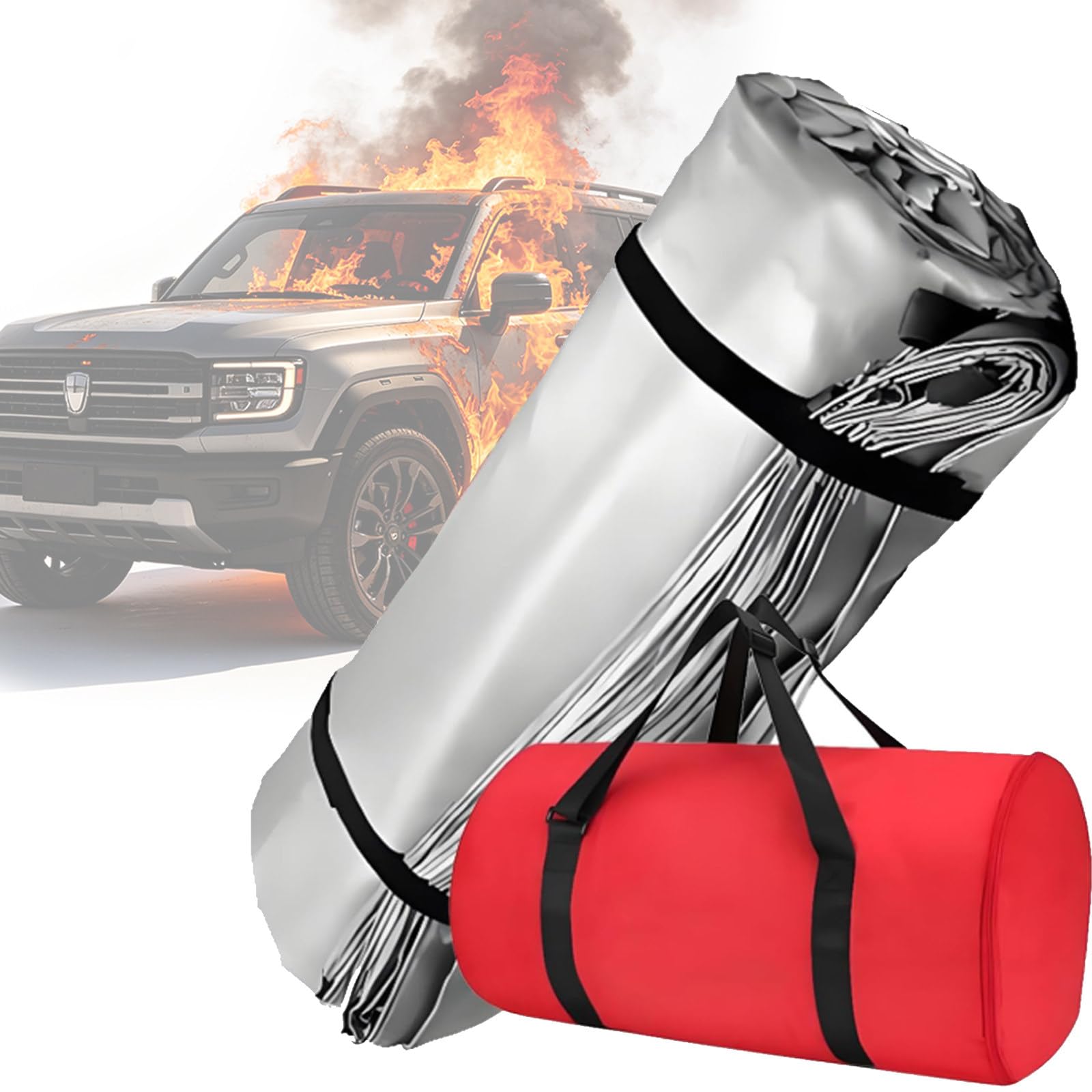 ZyKnaurral Reusable Automotive Fire Blankets,Silicone Coated Fibergalss Fire Protection Cover,Rapid Deployment, Heat Resistant 1100°c, For Warehouses, House and Camping 4 * 6m/13.1 * 19.7ft