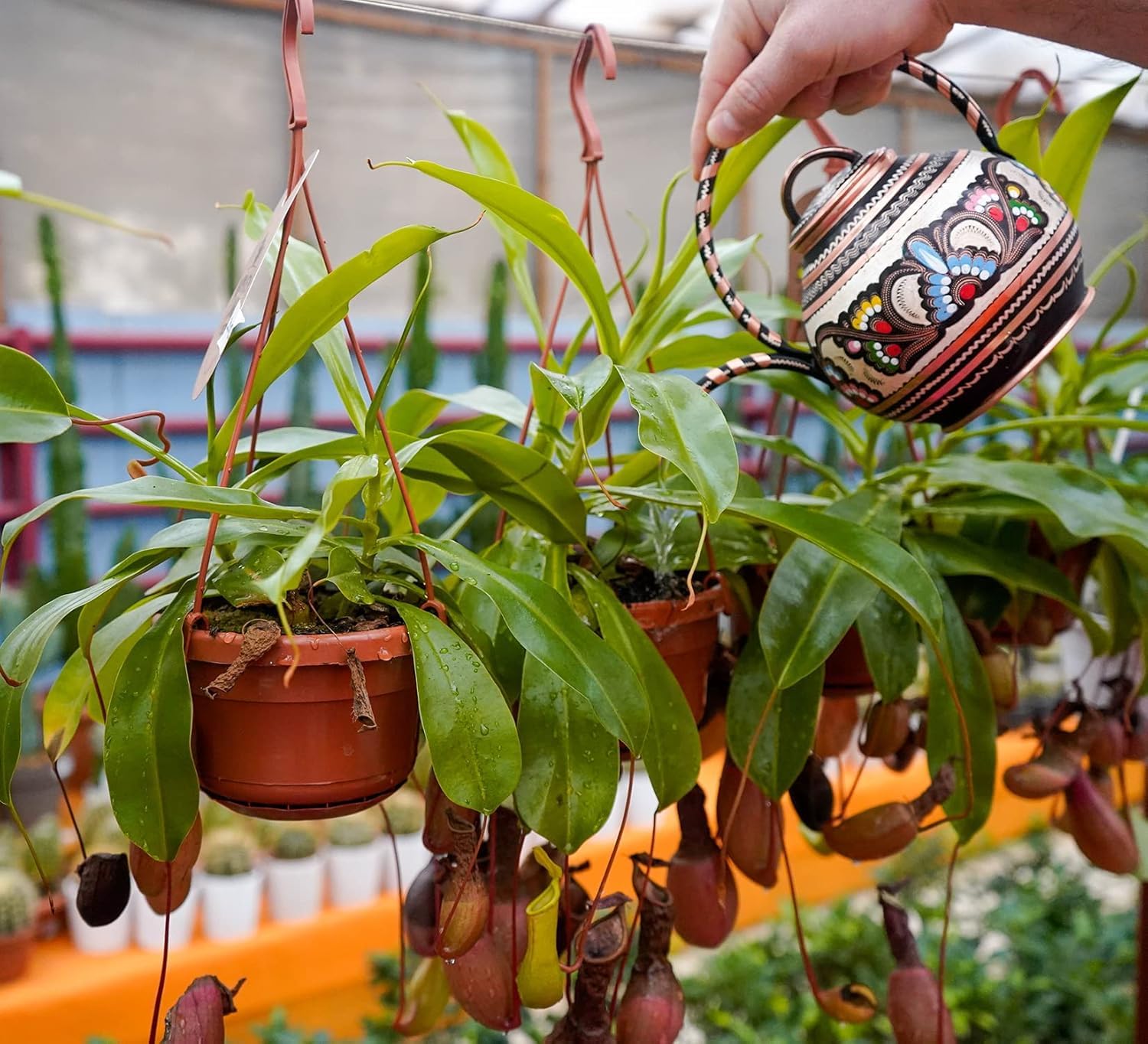 Kupferblumengießkanne, handgefertigter Gießtopf, Mini-Pflanzengießtopf, Kupferkrug, Gießkanne für Blumen (handbemalt)