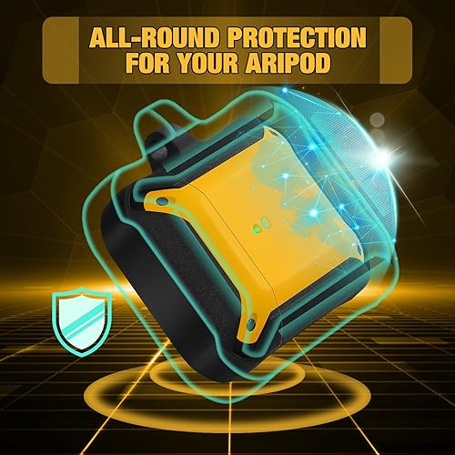 Miniatura 5 de ORIbox Diseño de funda Armor para AirPods 1 y AirPods 2, protección Daul con llavero, soporte de carga inalámbrica, protector de AirPods, negro y