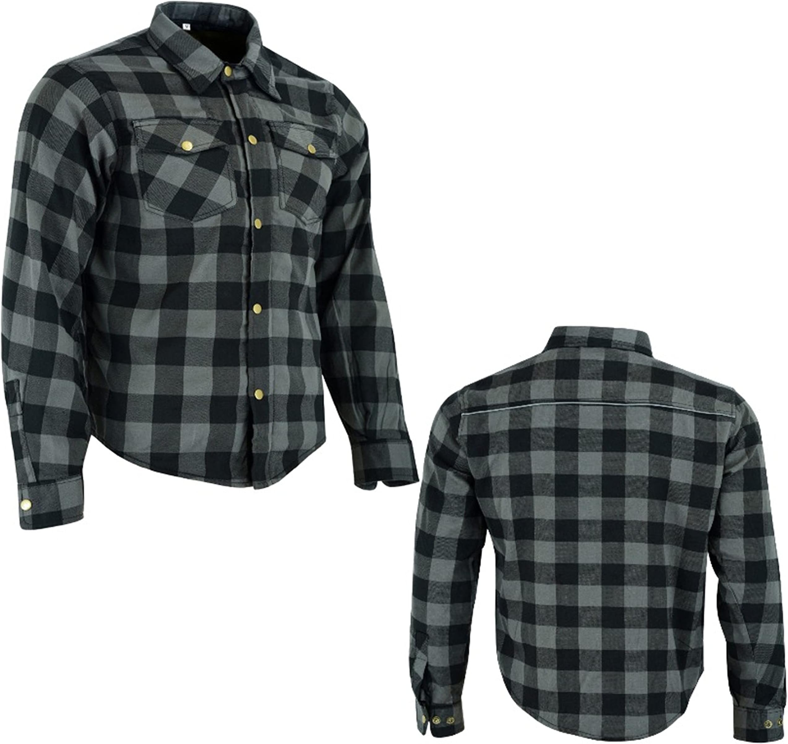 Speed MaxXMENS GREY/BLACK LUMBERJACK REINFORCED ARMOUR PROTECTION MOTORBIKE/MOTORCYCLE CHECK SHIRT