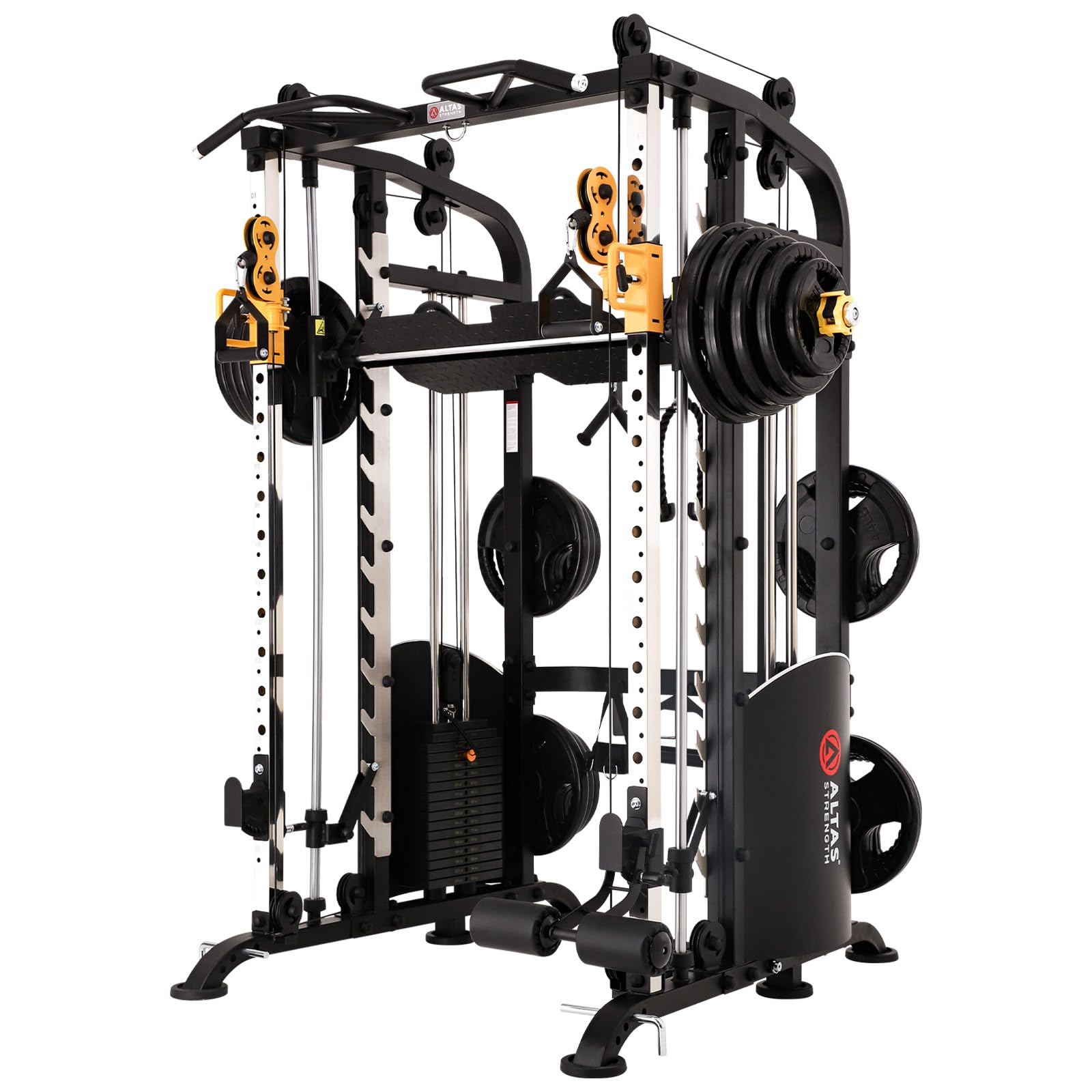 Altas Strength Smith Machine Home Gym 1000 lbs Capacity 2000 lbs Cables Strength Training Power Cages for Squats Presses Pulling Deadlifts Light Commercial Equipment Easy Assembly M810