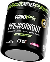 FTW Pré-Treino Diabo Verde em Pó com Cafeína, Aminoácidos Beta‑Alanina e Arginina para Treinos e Atividades Físicas - Pote 300 g (Sabor - Energético)