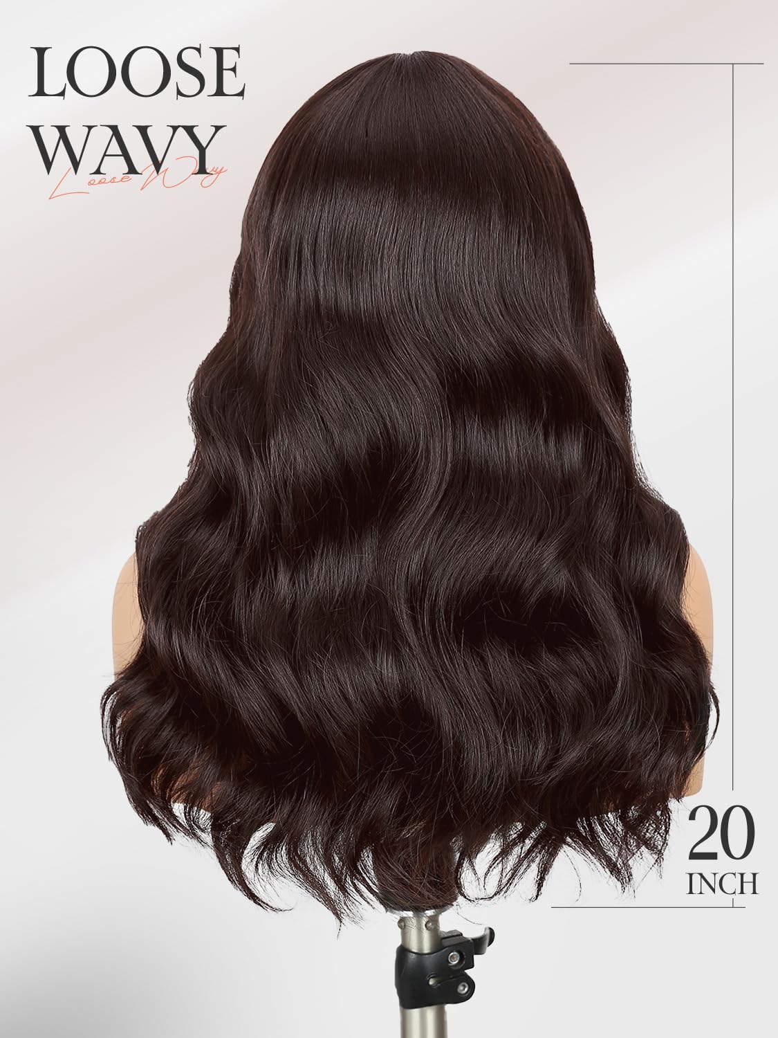 WIGER Dark Brown Long Wavy Wigs Middle Part Curly Wavy Wig for Women Synthetic Heat Resistant Fiber Wig for Mother's Day