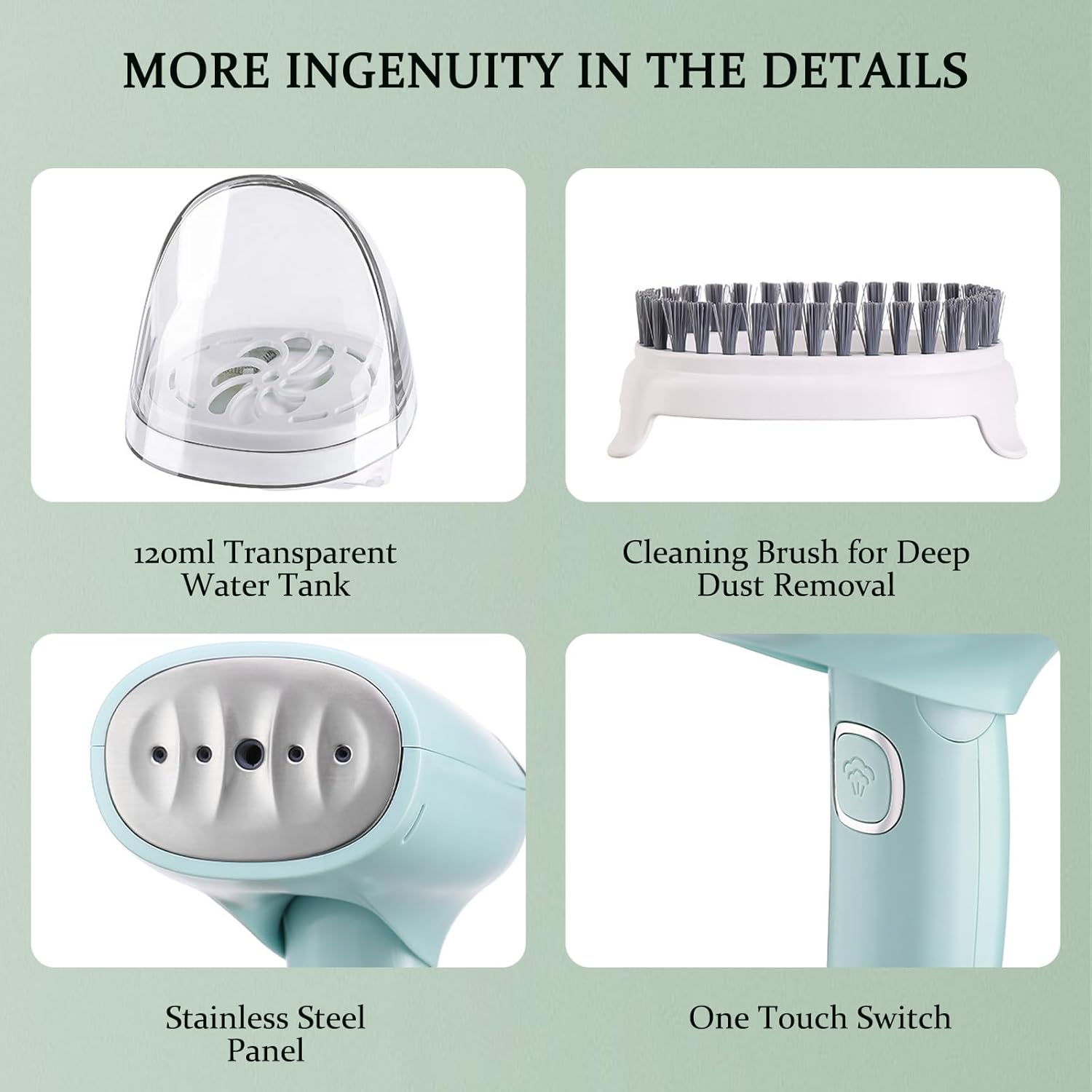 Handheld Clothing Steamer, 1000W Portable Foldable Stainless Steel Panel Steam Iron，A Small Clothing Wrinkle Remover Weighing 1.32 Pounds Suitable for Home, Travel & Office (White)