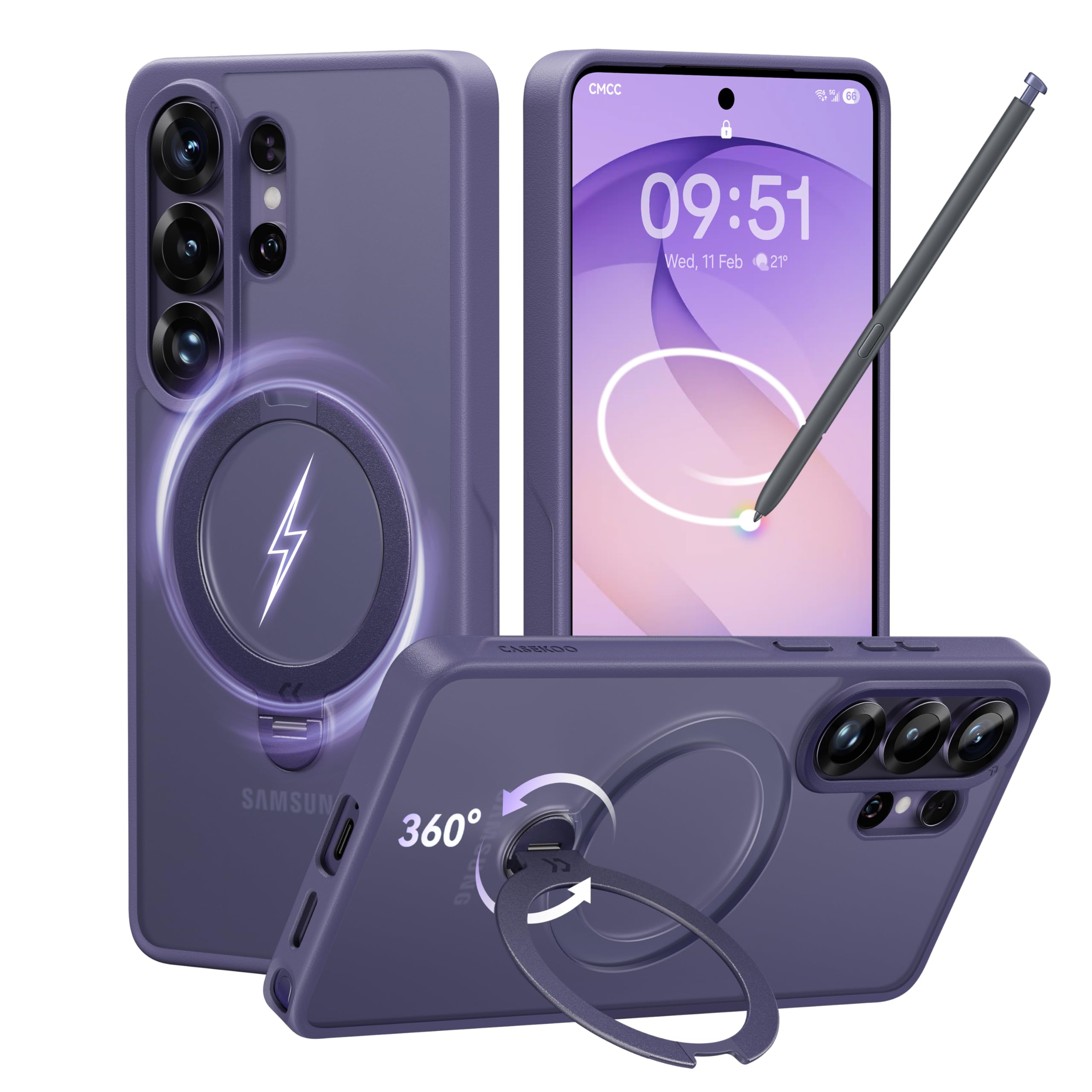 CASEKOO Offizielles Violett für Samsung Galaxy S26 Ultra Hülle mit 360° Drehbarer Magnet Ständer [Militärschutz] [Kompatibel mit MagSafe] Schutzhülle Lila Handyhülle Samsung S26 Ultra 6,9 Zoll