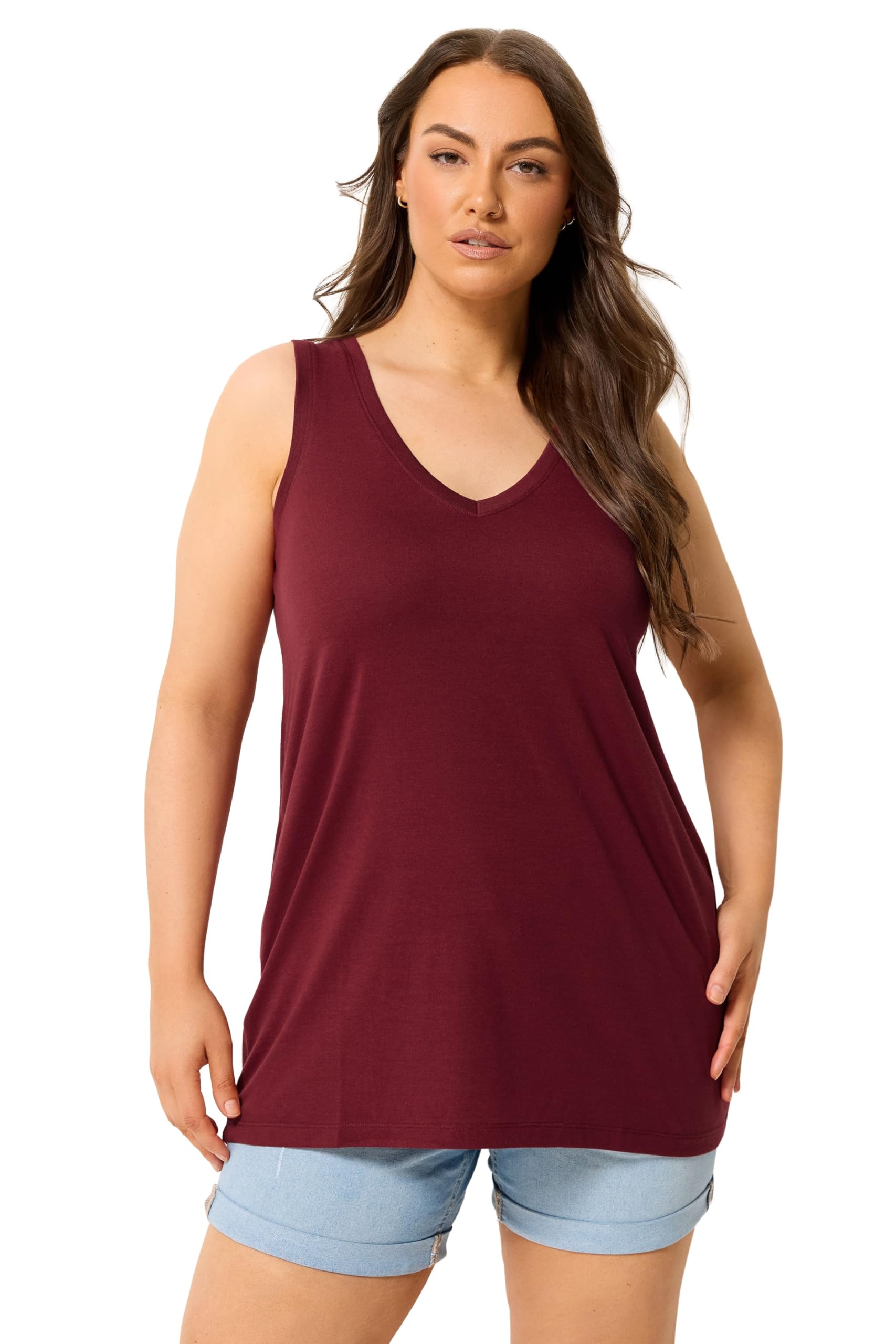 Yours Curve Red V-Neck Vest Top - Women's - Plus Size Curve