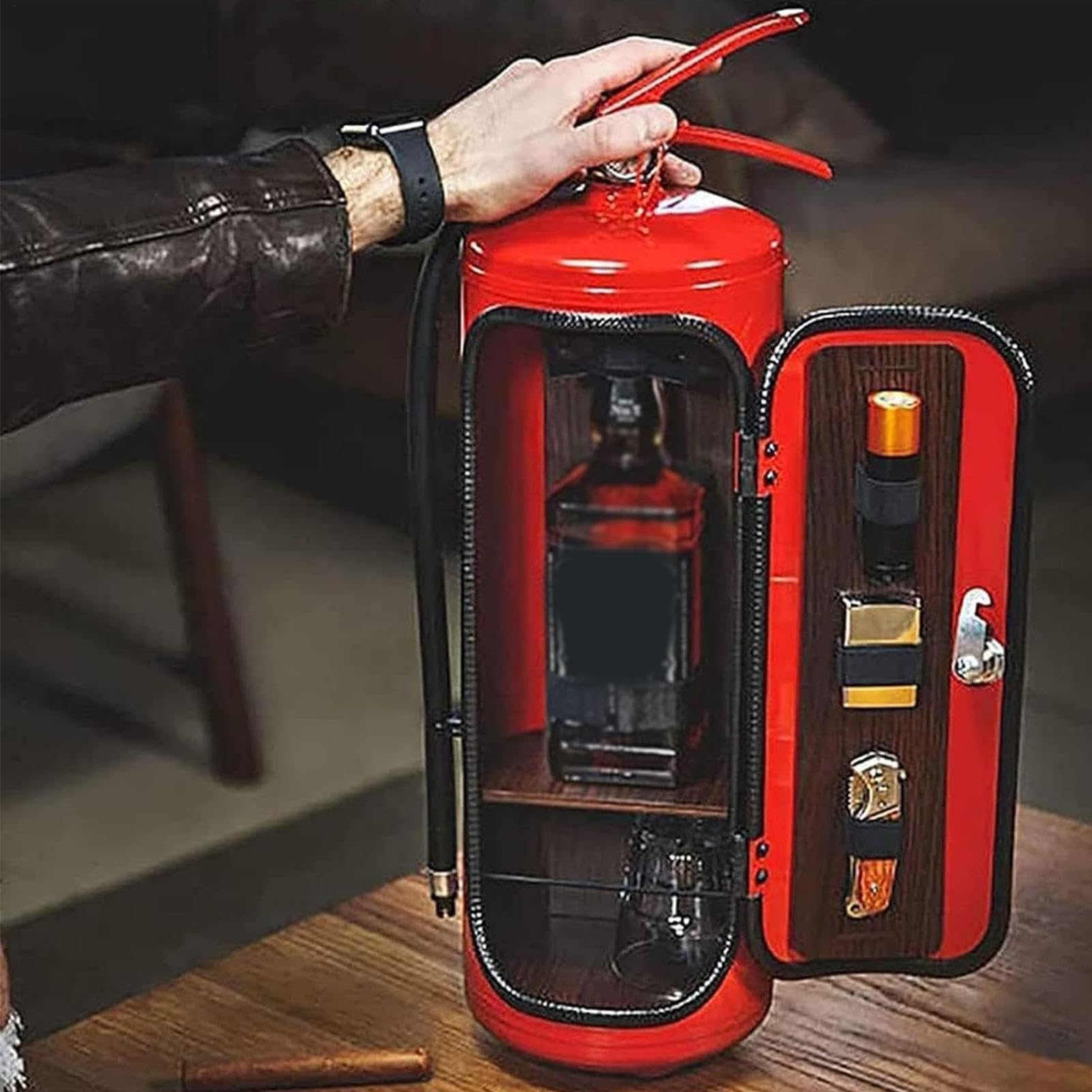 Gabinete de vino con forma de de incendios: bar para amantes del | whisky, regalos de Navidad para hombres, decoración de escritorio de gabinete de vino, gabinete de bar creativo y novedos