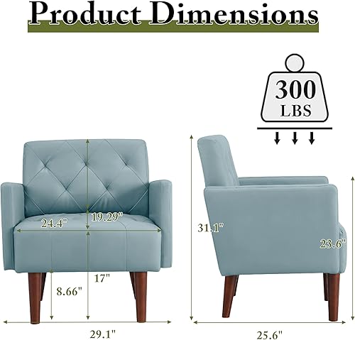 Miniatura 2 de RXRRXY Silla moderna de poliuretano silla de sala de estar silla tapizada individual con 4 patas resistentes silla de lectura contemporánea para