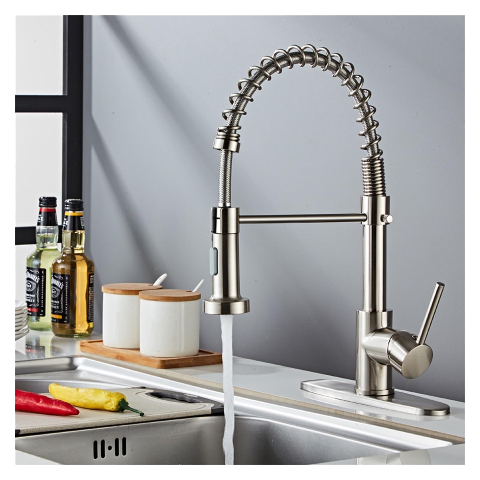 Robinet de cuisine de luxe léger mitigeur en alliage de cuivre noir au design minimaliste
