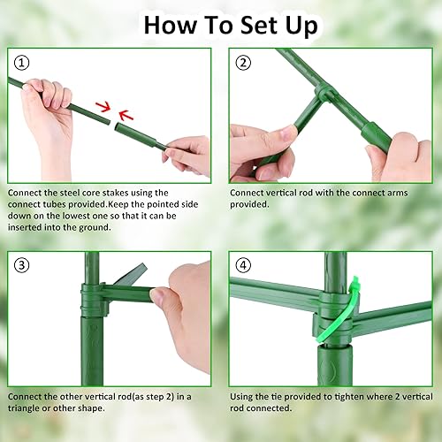 Miniatura 4 de Keeswin Paquete de 3 soportes para plantas de tomate jaulas de tomate para jardín estacas para plantas de exterior