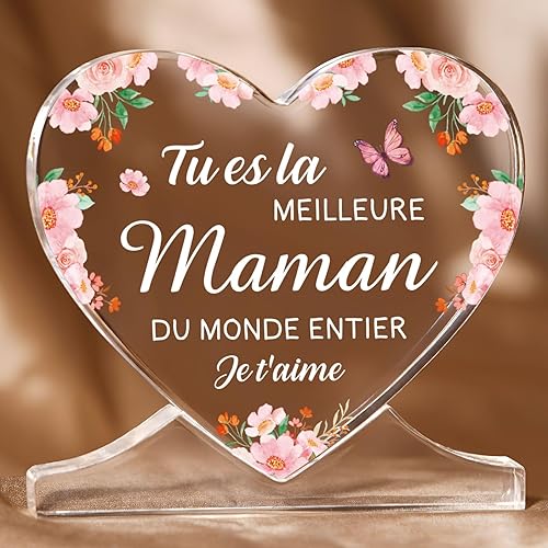 Cadeau Anniversaire Maman, Acrylique Heart Type Décoration Cadeau pour Maman,