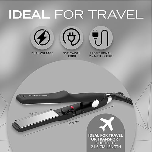 Miniatura 6 de CORIOLISS C Trip Mini  Alisadores de cabello para mujer  Titanio  Plancha plana  Profesional con control de temperatura (negro suave al tacto)