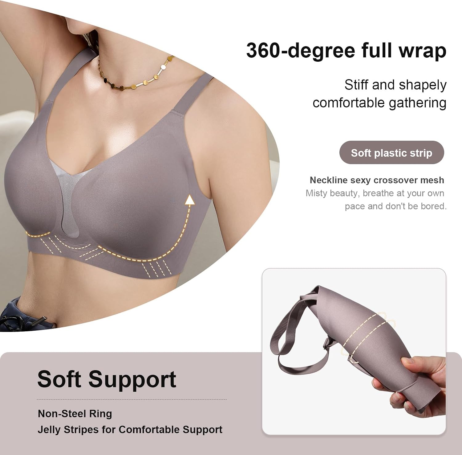 Mastectomy Bra with Pockets - Post Surgery Bra for Breast Forms Wireless Everyday Bra
