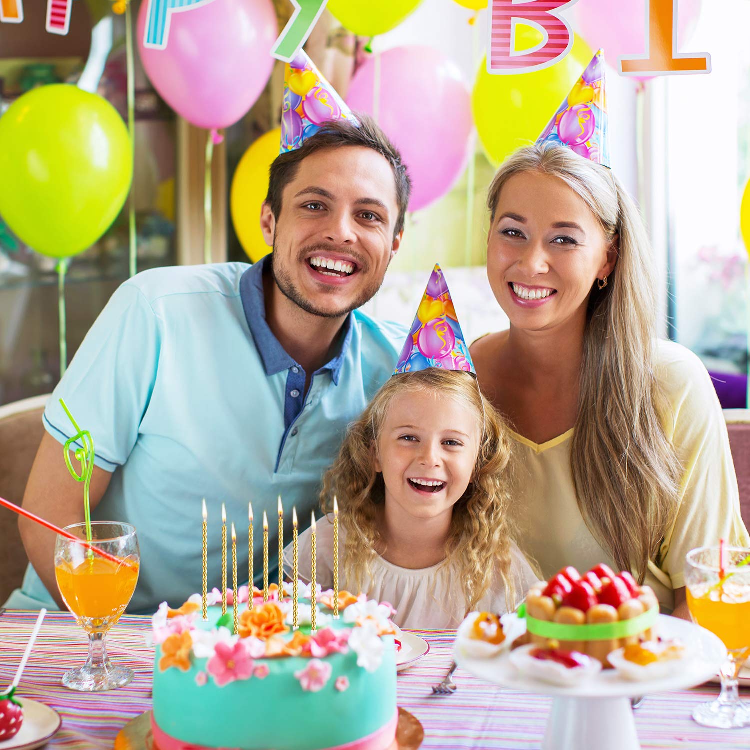 BBTO 30 Stücke Geburtstag Kerzen Spiral Kuchen Kerzen Metallisch Cupcake Kerzen Lange Dünne Kuchen Kerzen in Haltern für Geburtstag Hochzeit Party Kuchen Dekorationen (Gold)