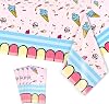 4 Pieces Ice Cream Party Tablecloth Disposable Plastic Popsicle Table Covers Summer Themed Party Supplies Table Cloth for Girls Baby Shower Kids Birthday Party Decorations 108 x 54 Inch