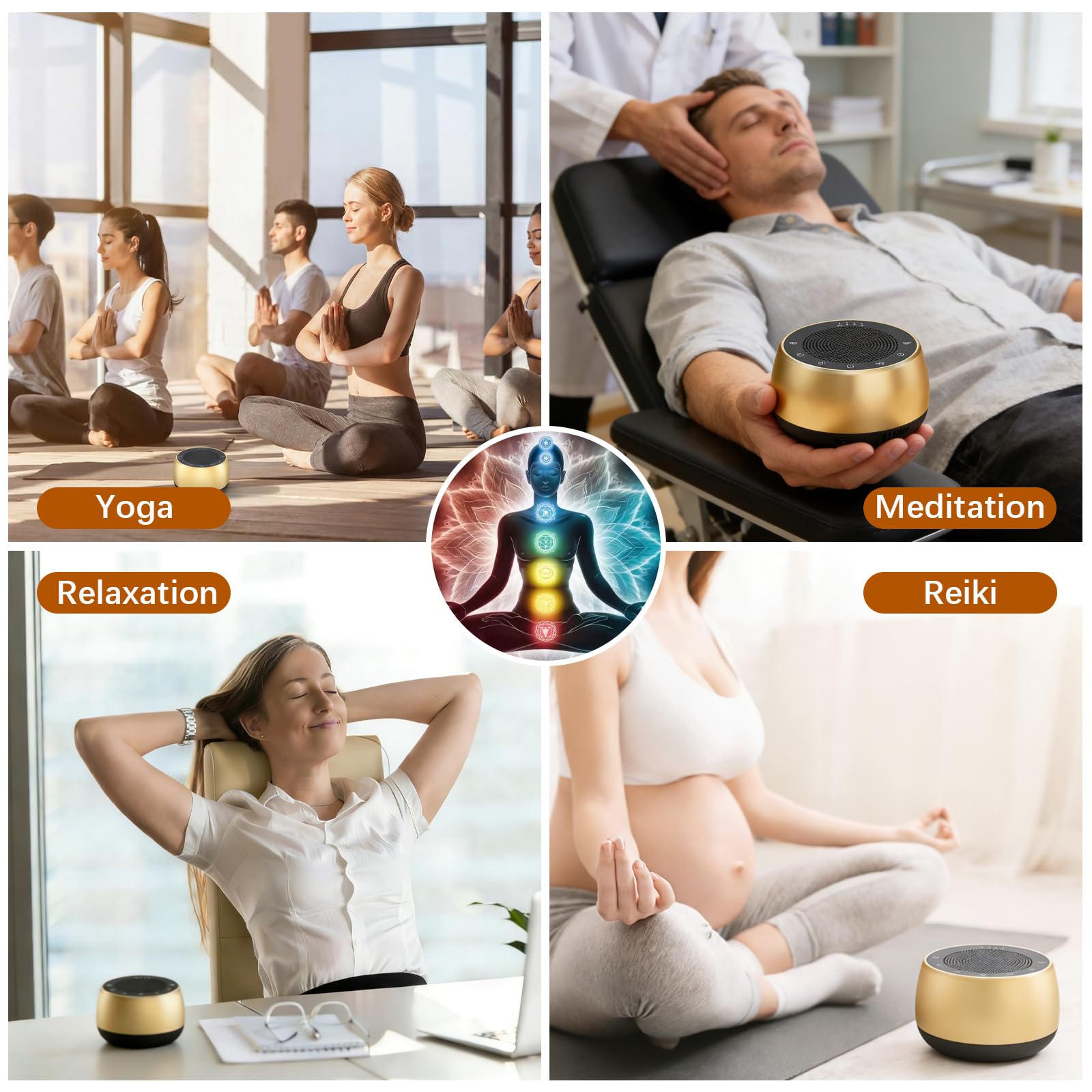 Gemmac Cuencos Tibetanos Electrónico Cuenco Sonoro de Meditación Equilibrio los Chakras Instrumentos Baño Sonido Accesorios Yoga para Relajación Promueve Paz, Curación de Chakras Atención Plena
