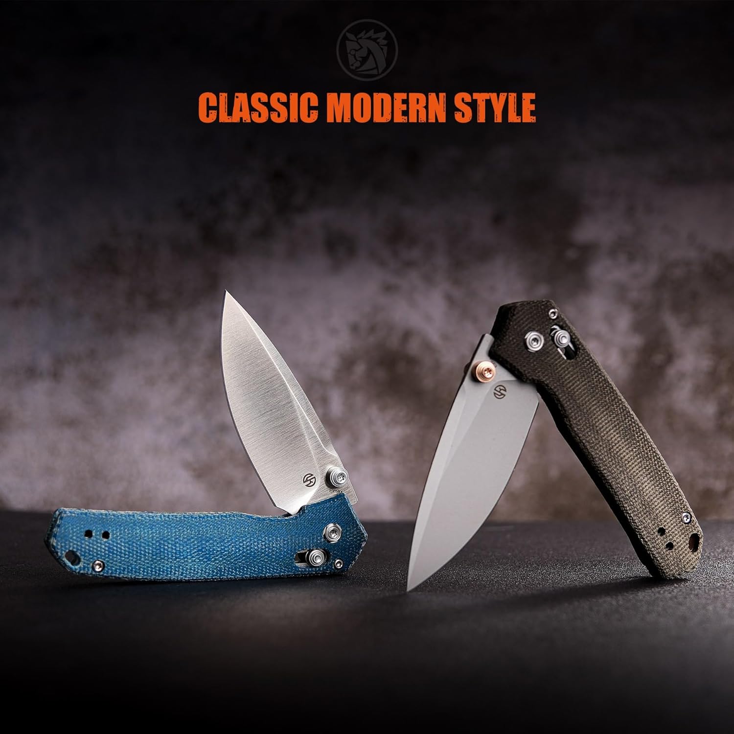 Vosteed EDC Pocket Knife, 2.69" Elmax Satin Blade & Crossbar Lock Norplex UltreX Blue Micarta Handle, Folding Knives for Hiking Fishing - Mini Psyop A2301