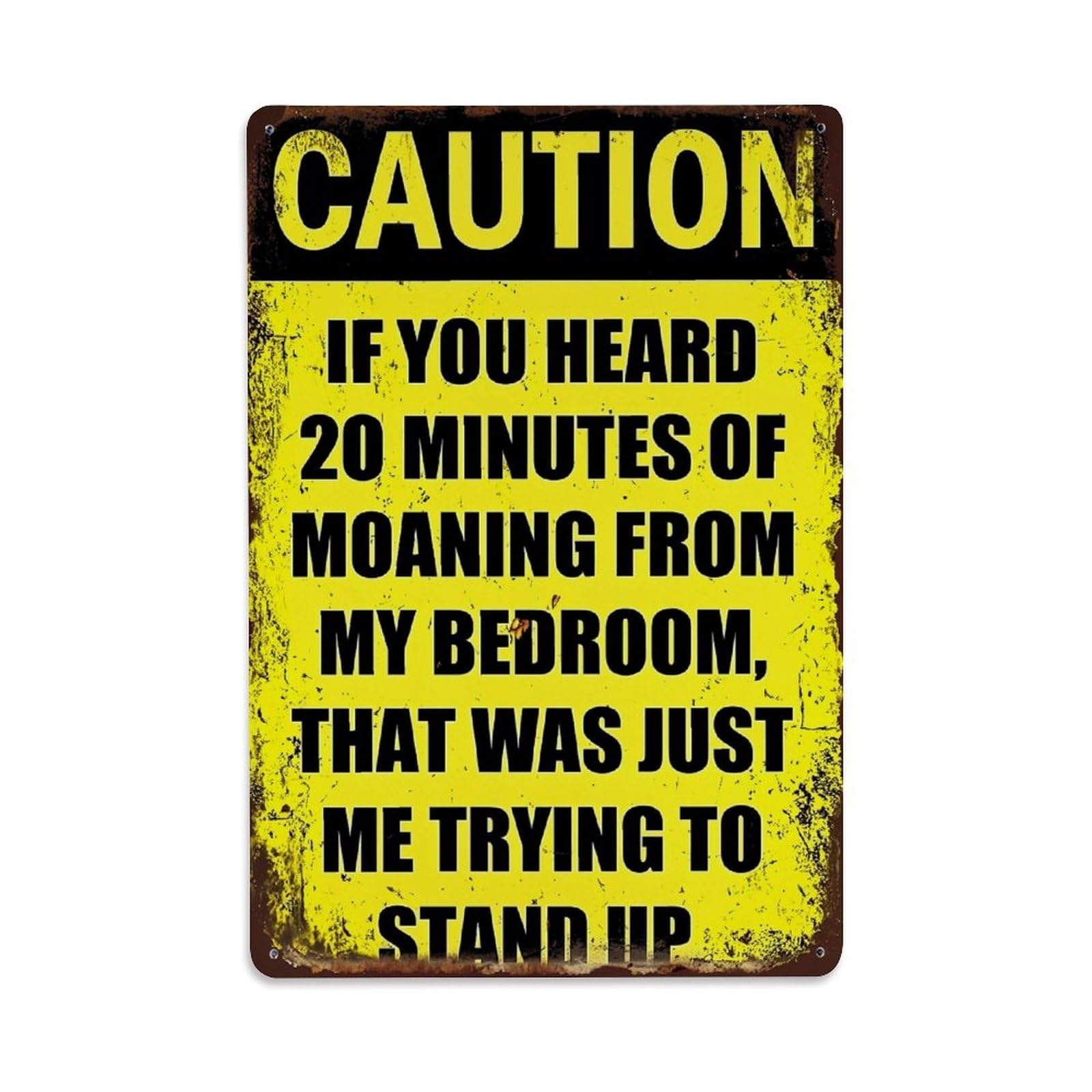Caution Sign Humor Bedroom Stand Up Vintage Tin Sign Retro Metal Wall Decor Metal Poster, Home Bar Garage Farmhouse Cafe Wall Art Decoration 8x12Inches