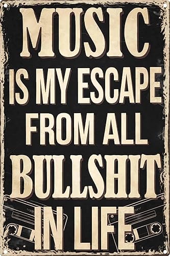 Letrero de música de lata vintage, retro, de metal, divertidos letreros para decoración del hogar, elegantes placas de arte de pared, regalo para