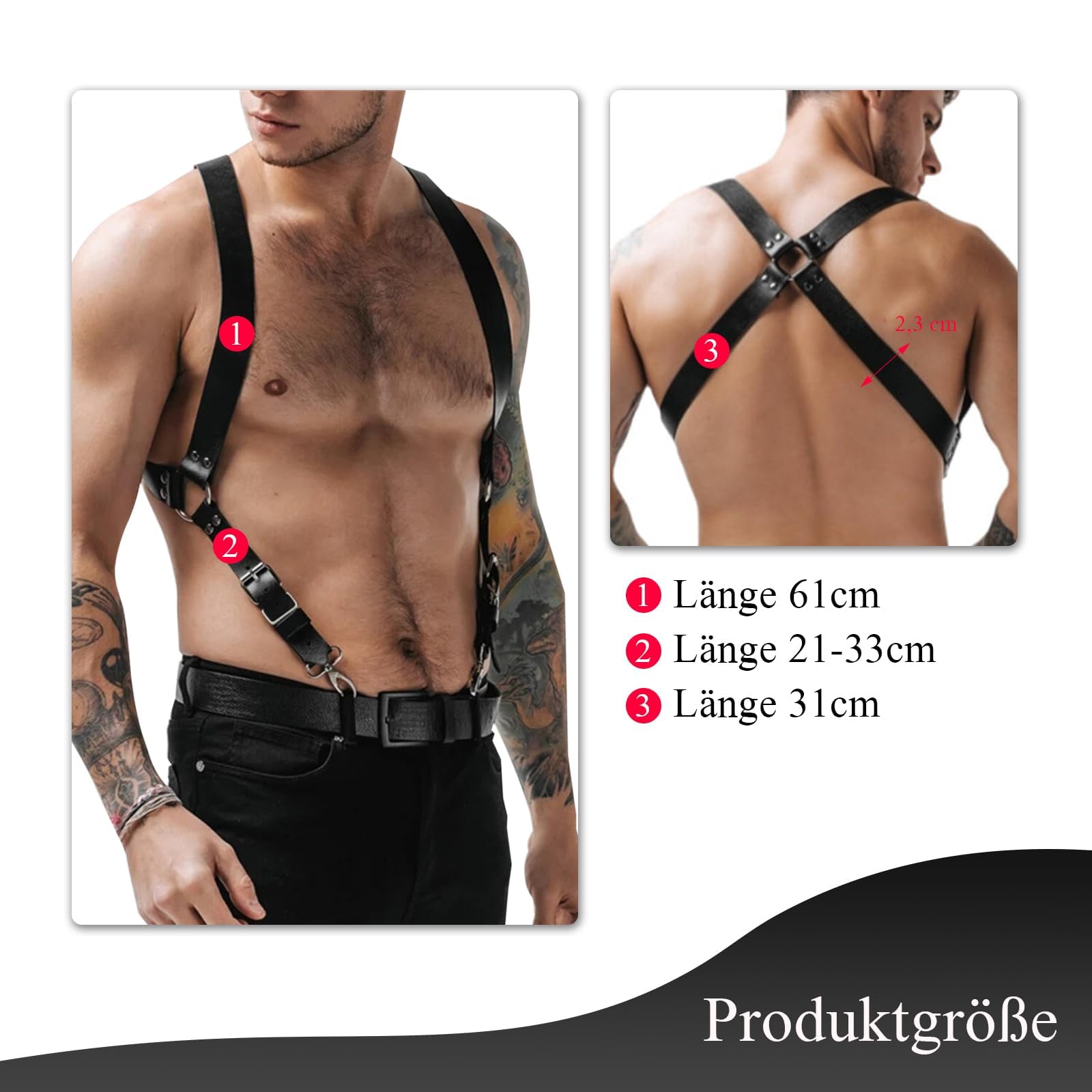 BDSMYOU Harnais pour Homme Punk Body Brust Harnais Hommes Cuir,Sous-vêtements pour Homme,Gothique Vêtements Hommes PU Cuir,Fesseln Costumes Hommes Fétiche Gay Harness (A)