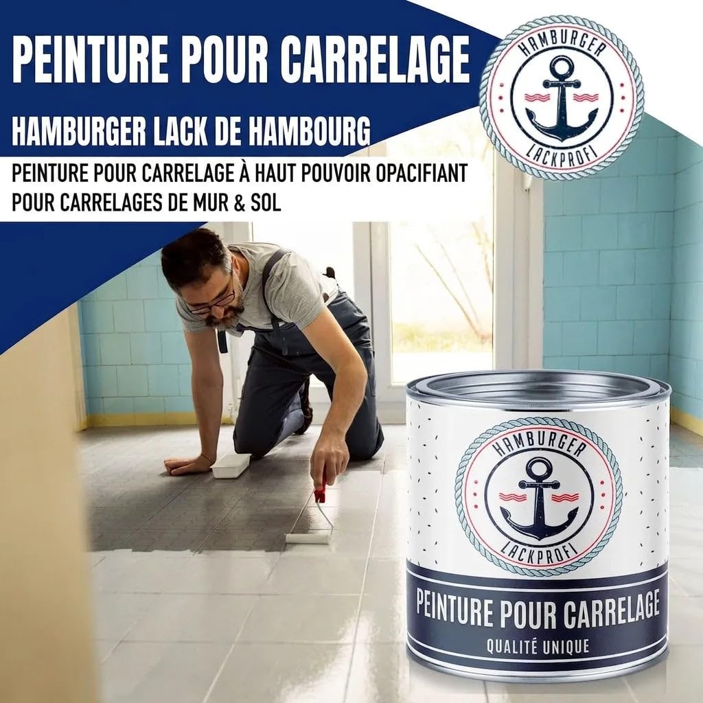 Peinture carrelage brillant gris ardoise RAL 7015 gris Peinture pour carrelage (1 L) Hamburger Lack-Profi