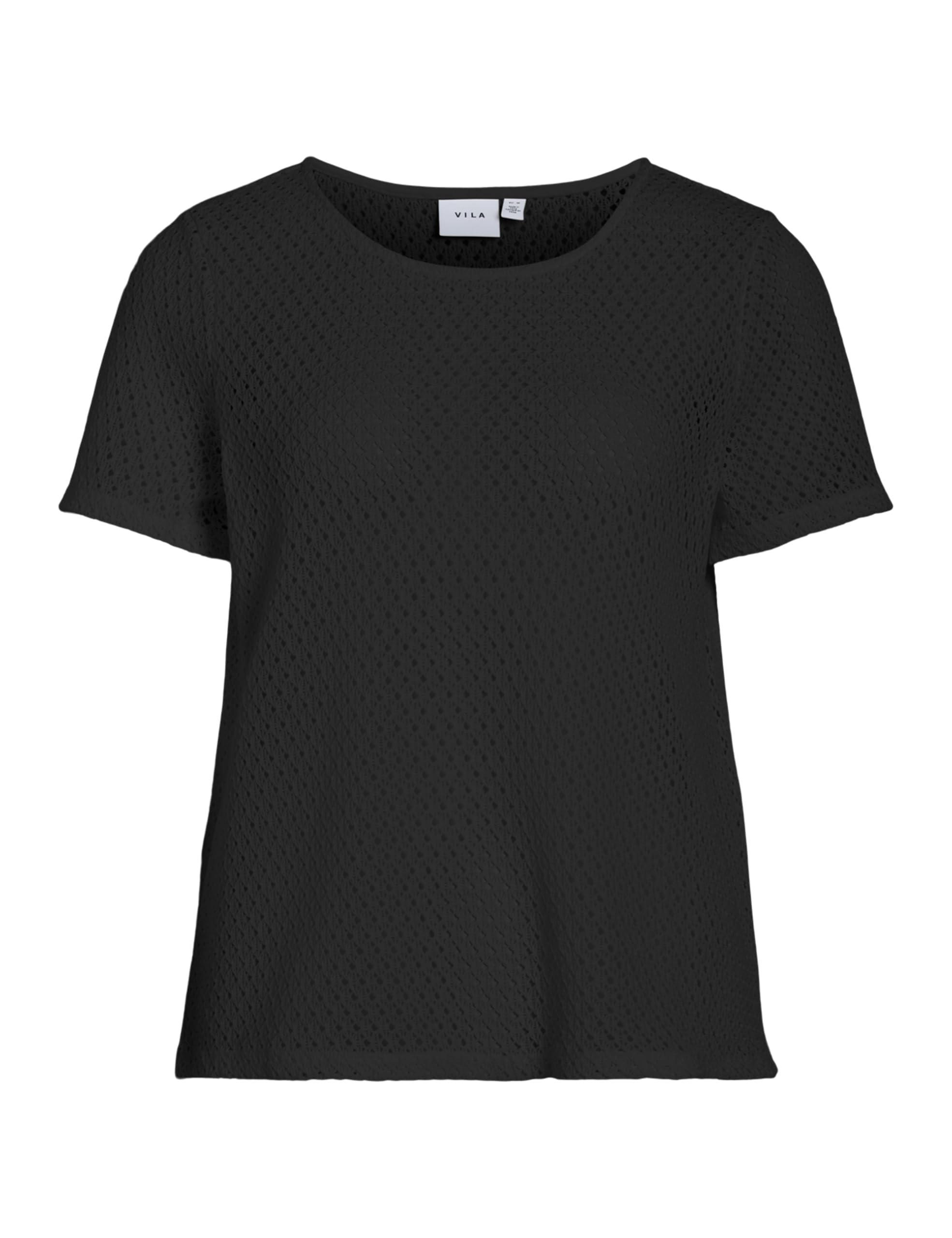 Vila Women's Black Beauty Vimine O-Neck S/S Top, L