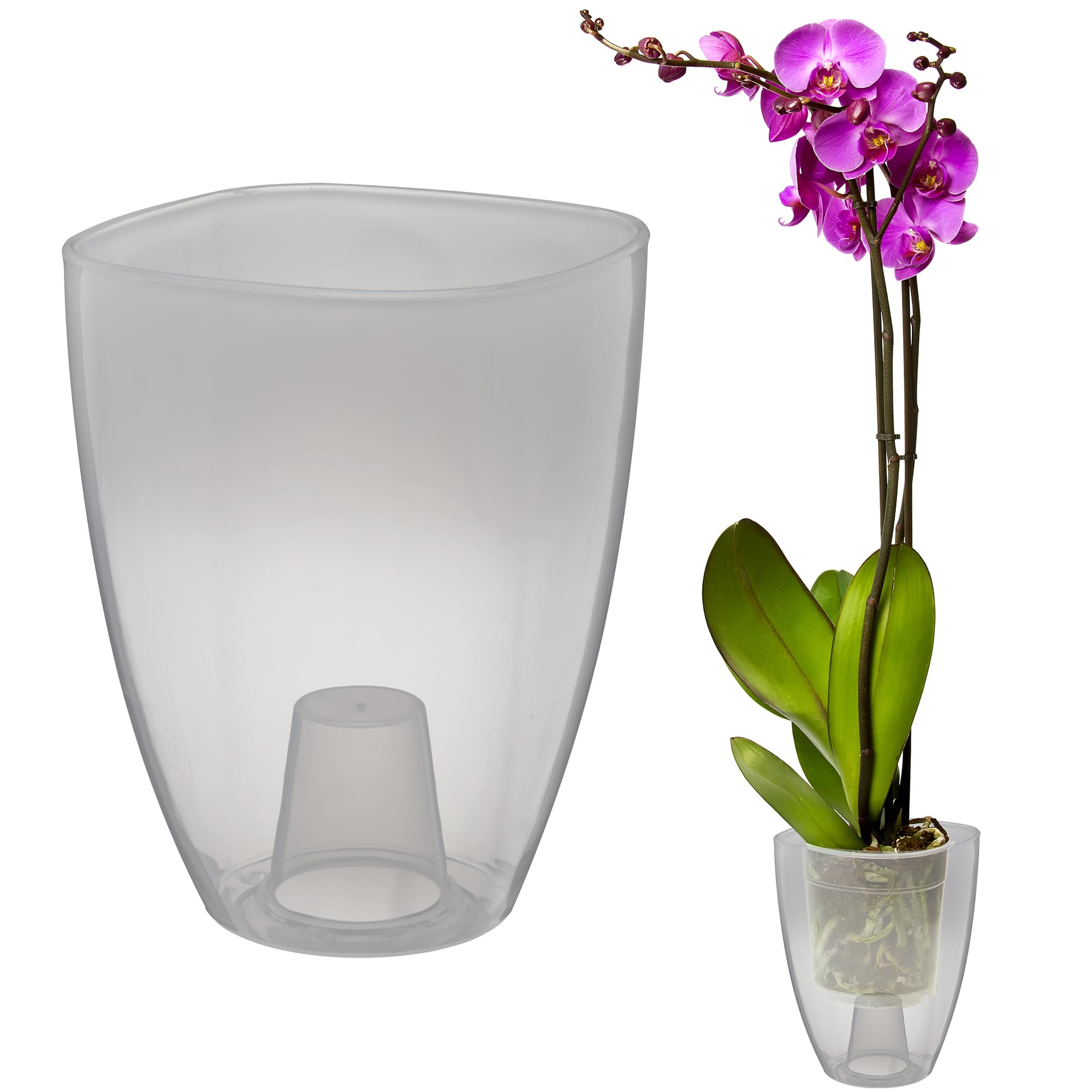 VERDENIA KAJA - Maceta para orquídeas, diseño Minimalista, Ligera, para Interiores, Polipropileno, Superficie Transparente, práctica y Funcional, 12 x 12 x 17 cm, Transparente