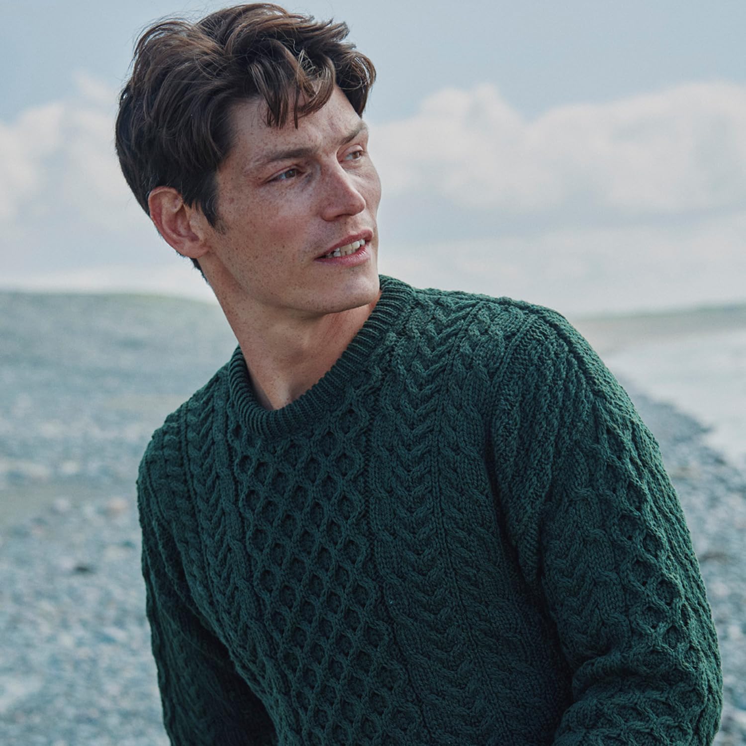 Aran Woollen Mills Inisheer Men’s Irish Cable Crew Neck Knit Sweater – 100% Merino Wool - Image 4