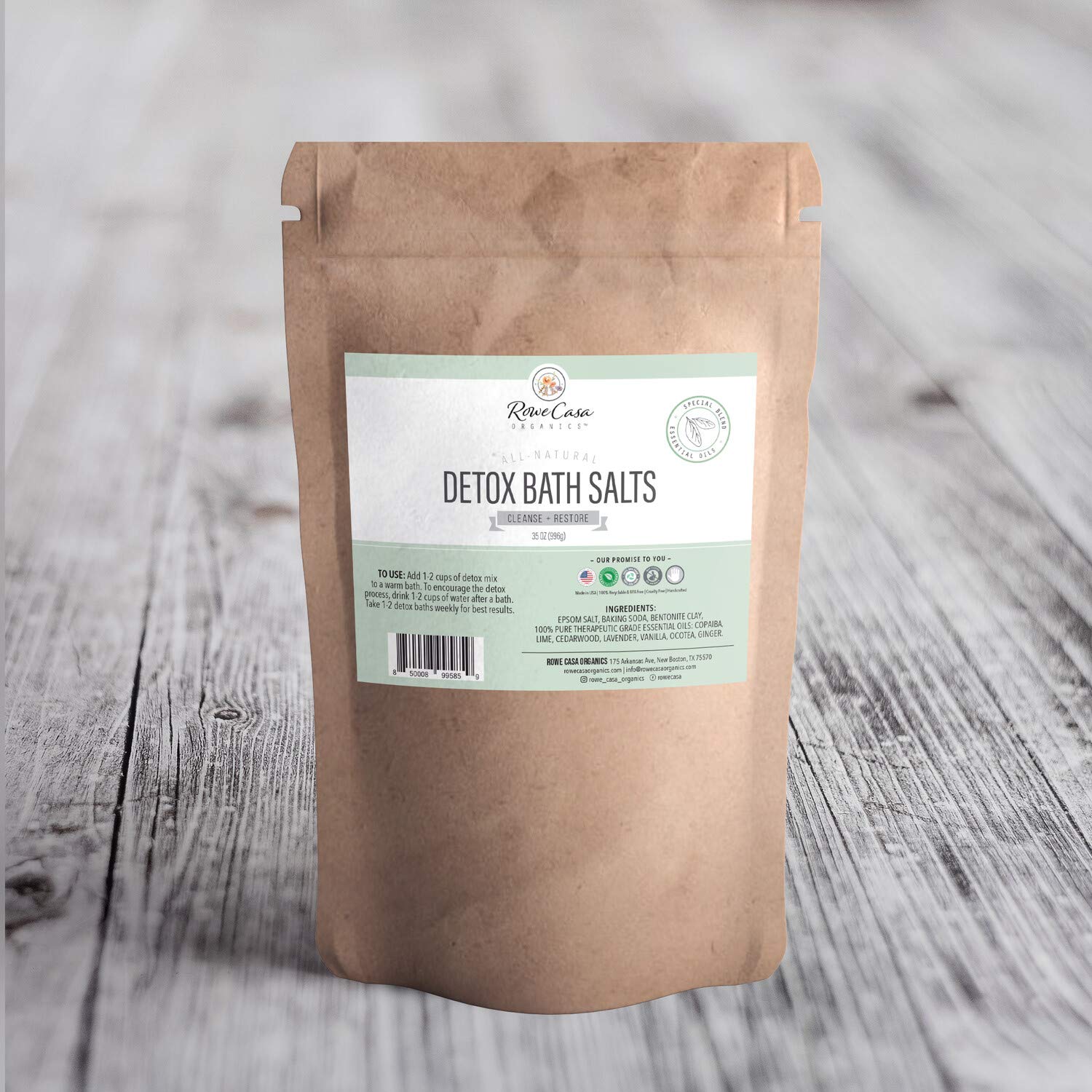 Detox Bath Salts with Health Boosting Magnesium and Bentonite Clay – Natural Bath Soak for Body Cleanse, Restore, and Relaxation, 35 Oz