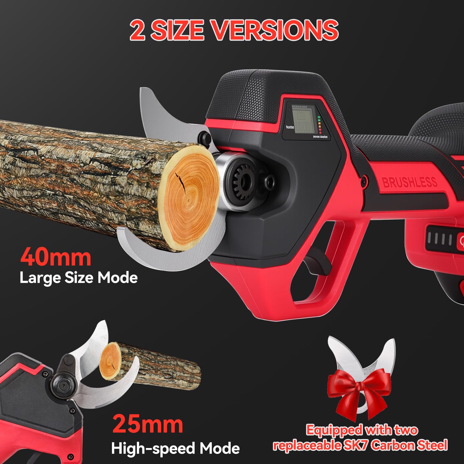 Forbici Potatura a Batteria con Asta Telescopica 2,4m: 40mm Forbice Potatura a Batteria con Motore Brushless, 2 Batterie da 2000mAh 21V, Cesoie a Batteria per Potatura per Ulivi, Vigneti, Giardino