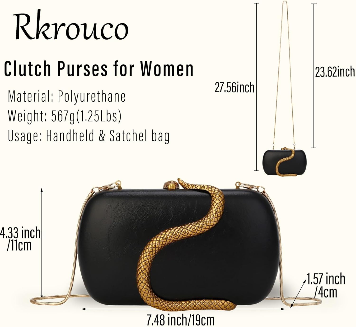 Clutch Purse for Women Evening Handbags Ladies Vintage Womens Crossbody Shoulder Bags PU Clutches with Detachable Chains - Image 4