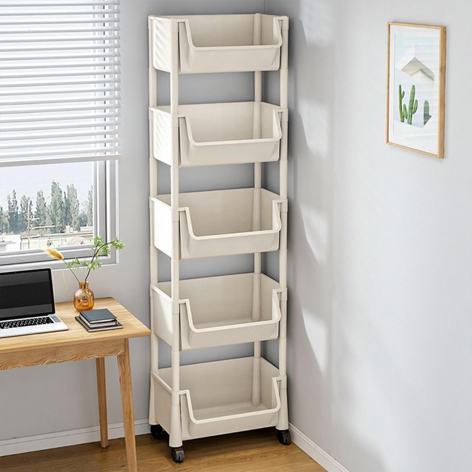 Rolling Cart Organizer - Design et Compact - Étagère de Rangement Mobile avec roulettes pour, Livres, collations dans Les Petites pièces, bibliothèque compacte pour Bureau ou Salle de