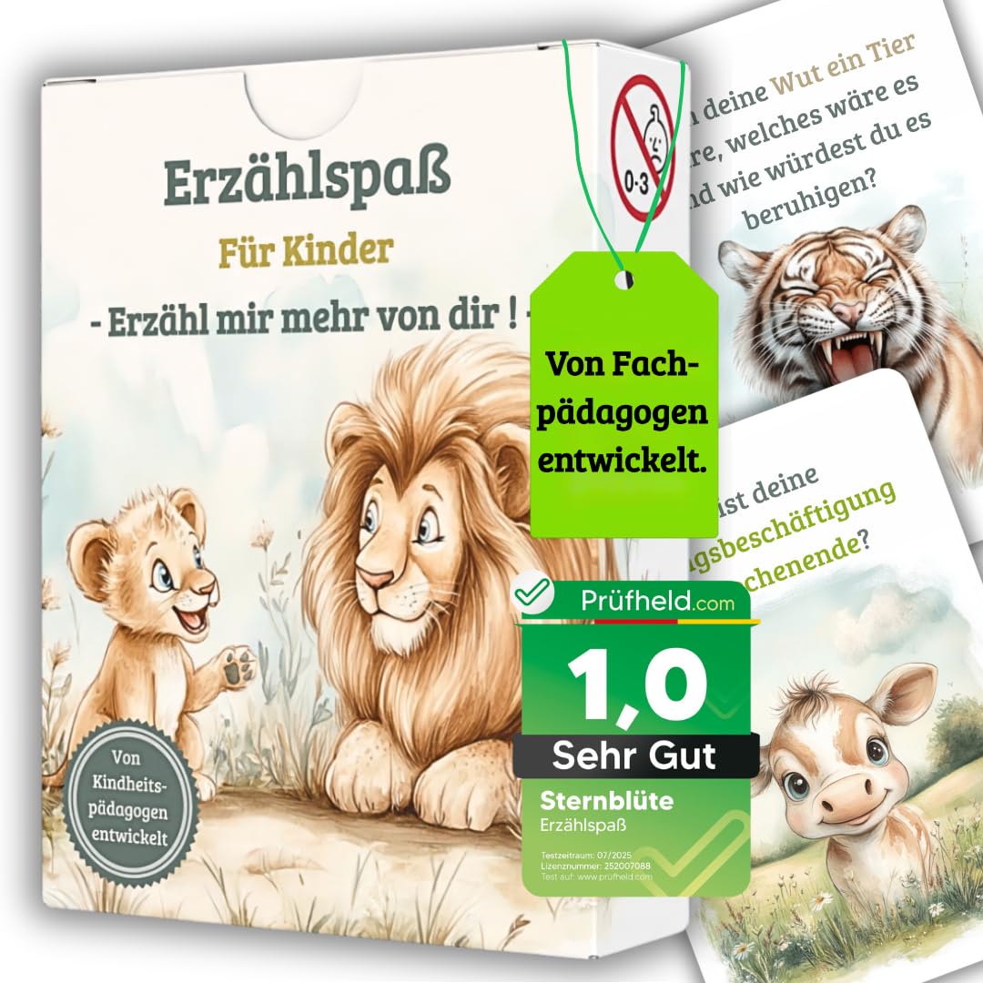 Sternblüte [Test SEHR GUT, Note 1.0 2 Packungen 60 Erzählkarten für Kinder, Gefühlskarten, Erzählt euch mehr, Selbstregulation Kinder, Spiele, Reisespiele, Geschenke 4, 5, 6, 7, 8, 9, 10 Jahre (2)