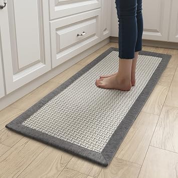Kitchen Rugs and Mats, Non-Skid Washable Runner Rug, Absorbent Large Kitchen mats for Floor, in Front of Sink Grey, 20"X32"+20"X48"