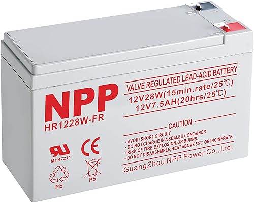 NPP HR1228W 12V 168Watts 28Watt Cell AGM sellada plomo ácido recargable 12V 7.5Ah UPS, reemplaza 12V 7Ah, 7.2Ah, 8Ah APC, batería ignífuga de alta
