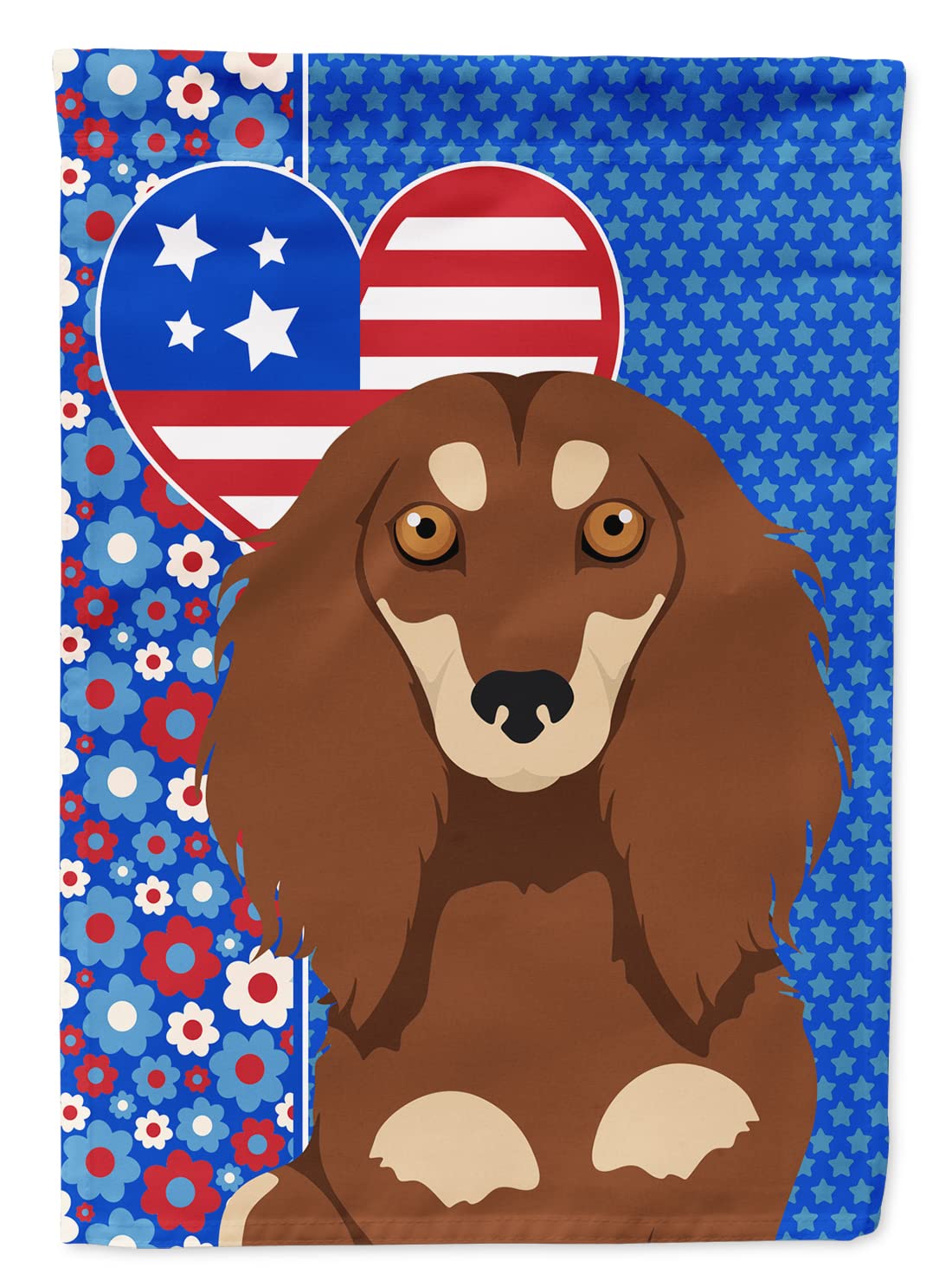 Caroline's Treasures WDK5194GF アメリカンガーデンサイズ アメリカ愛国旗、ダックスフント -
